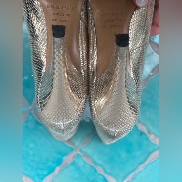 Isabel Marant Archenn Heeled Booties Snakeskin metallic Gold Size 36 6 - Picture 13 of 13